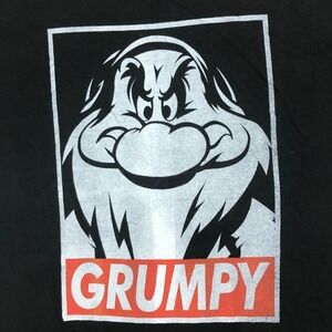 Disney Grumpy Graphic T-Shirt Snow White Seven Dwarfs Tee Black Men's Size Large